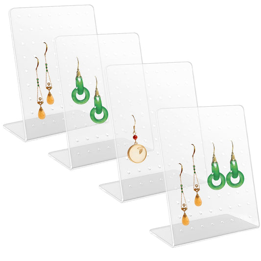 KALIONE Earring Holder Stand,72 Holes Acrylic Earring Holder Organizer,4 Pcs Earring Holder for Girls, Earring Display for Selling,L-Shaped Earring Organizer Stand for Earring Jewelry Display Showcase