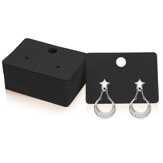 100 Pcs Earring Display Card Black Earring Display Cards Earring Holder Cards Kraft Paper Earrings Tags Hanging Earrings Card for Earring Jewelry Display Ear Studs