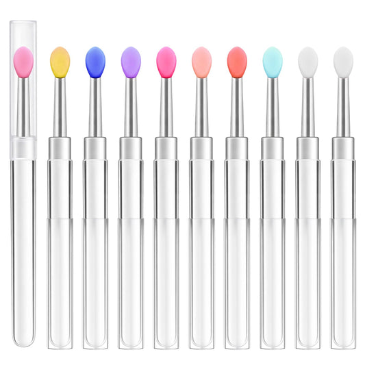40PCS Silicone Lip Brushes with Caps, Lip Mask Applicator with Transparent Handles and Caps Reusable Applicator for Gloss, Eyeshadow, Cream Masks, Multicolor