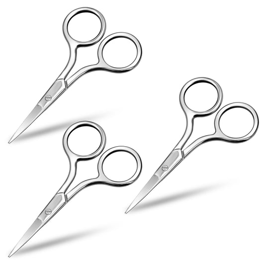 3Pcs Mini Scissors Eyebrow Scissors Wig Lace Scissors, Stainless Steel Multi-Purpose Cuticle Scissors, Small Straight Tip Snips Makeup & Beauty Scissors for Hair, Eyelashes, Nose Hair Facial Trimm