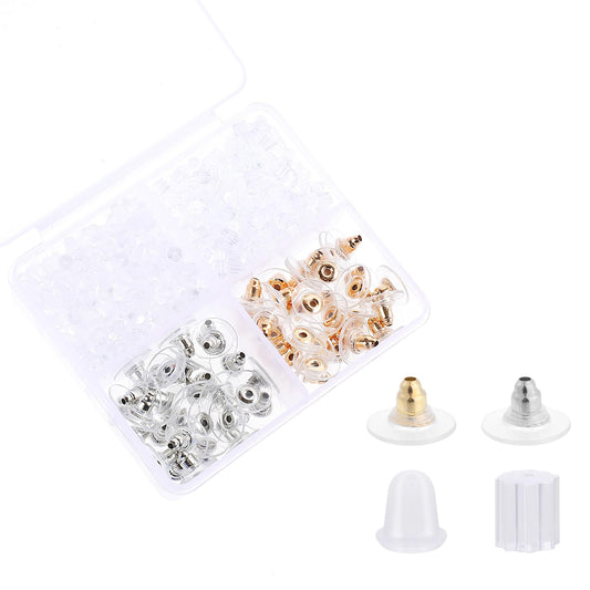 1120 PCS Plastic Earring Backs 4 Styles Silicone Earring Backs, Hypoallergenic Silicone Earring Backs, Replaceable Plastic Earring Backs, Earring Backings for Earring Stud Fixation