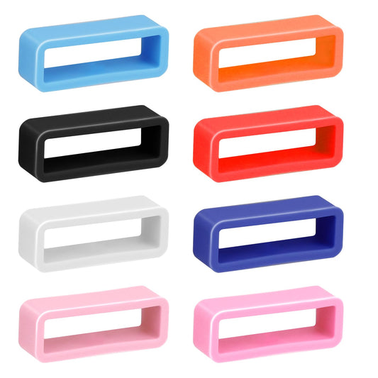 Mozeat Lens Smart Watch Fastener Rings Replacement, 8 Pack 20mm Watch Strap Silicone Security Connector Rubber Watch Band Secure Holder Loops Keeper for Smartwatch Accessories (Multi-Color)
