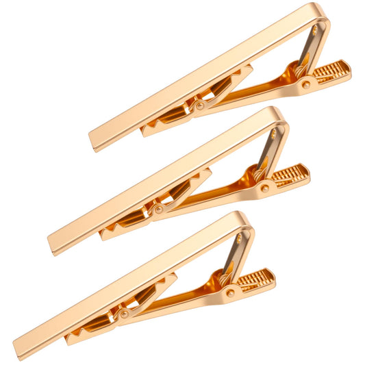 3 Pcs Tie Clips for Men, Gold Tie Clip Suit Accessories Men Ties Tacks Classic Ties Bar Professional Necktie Pins for Husband, Boyfriend, Business, Wedding, Father's Day Gifts