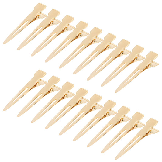 100pcs Gold Duckbill Hair Clips, Gold Hair Clips Alligator, Pin Curl Clips, 4.5cm 1.77" Single Prong Hair Curl Pins Clips, Metal Alligator Clips for Hair Extension Styling Crafting