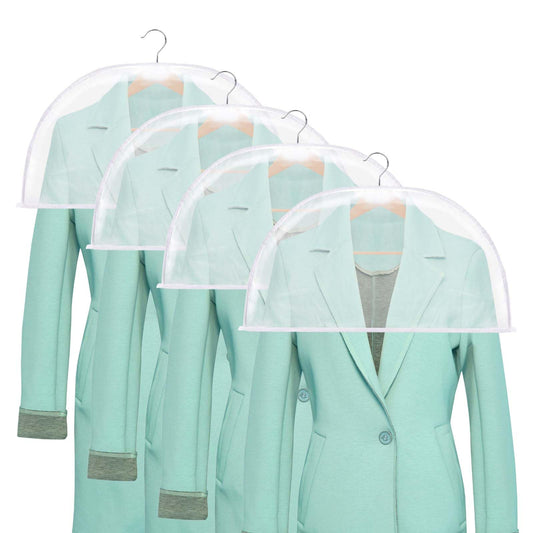 4 Pack Shoulder Covers Clothes Suit Protectors, Plastic Garment Bags for Hanging Clothes, Breathable Garment Dust Covers for Suit, Coats, Jackets, Dress Closet Storage