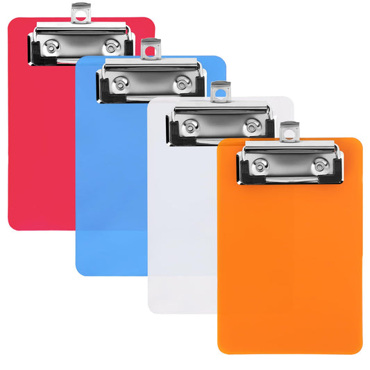 2Pcs Mini Plastic Clipboards, Pocket Clipboards, Clipboard, Clip Board Notepads Clipboard, Memo Size Plastic Clipboard, Pocket Clipboard for Notepads Receipts Ticket(Blue Pink Transparent Orange)