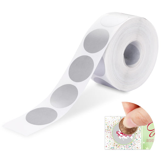 1000 Pcs Scratch Off Stickers Round Stickers Self Adhesive Sticker, Silver Round Scratch Off Stickers for DIY, Scratcher Stickers for Scratch Tickets (1 inch)