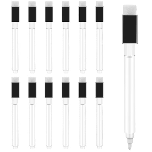 12 Pcs Black Magnetic Dry Erase Markers Fine Tip Dry Erase Magnetic Markers with Eraser Cap Whiteboard Markers White Board Mini Dry erase Markers Dry Erase Pens for Office Home