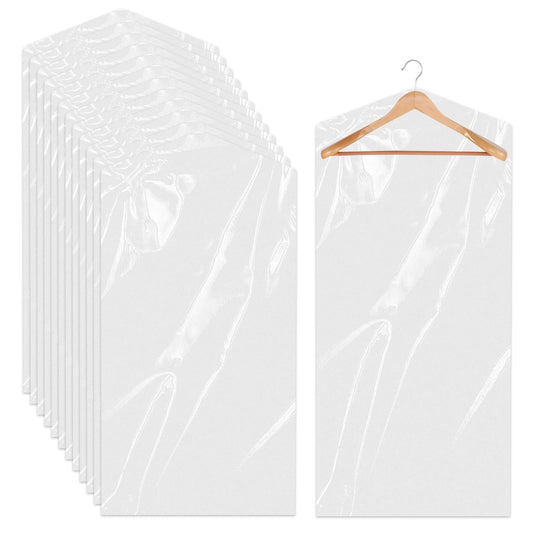 Sliverdew 20 Pack Clear Clothes Covers for Hanging Garment Plastic Suit Bags Dry Cleaning Bags Transparent Dust-proof Garment Covers for Dry Cleaner, Home Storage, Travel (60 x 100cm)