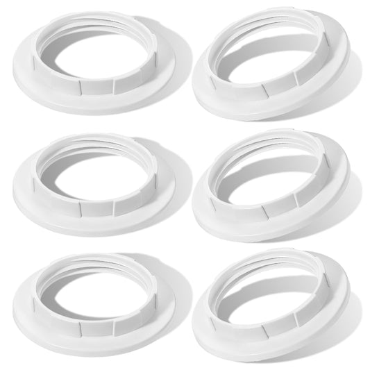 Lamp Shade Ring for E26, 6 Pcs Plastic Lamp Shade Adapter Ring White Light Socket Rings 1.59'' Inner Diameter Retaining Rings Replacement Parts for Glass Lamps Shades, Hanging Lamps Holders