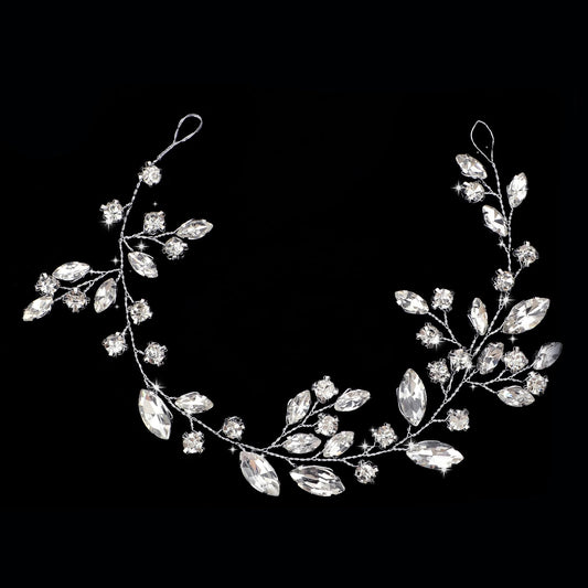 Crystal Bridal Hair Vine Bride Wedding Rhinestone Silver Bridal Hair Piece Crystal Headband Wedding Hair Pieces for Brides Silver Hair Accessories Hair Jewelry Wedding Headband for Women and Girls