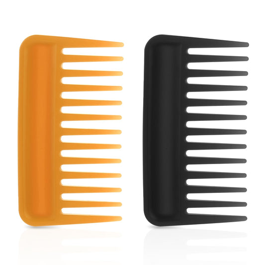 2PCS Travel Minis Wide Tooth Comb, Pocket Size Wide Tooth Comb for Curls Portable Detangling Comb Large Tooth Pick Comb Anti-Static Small Comb Hair Styling Comb for Curly,Wet,Dry,Long Hair