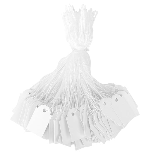 200 pcs Small Price Tags, Jewelry Price Tags Price Tags with String Hang Labels Tags with String Small Gift Price Tags Display Tag Price Labels for Display Jewelry Clothing (White)