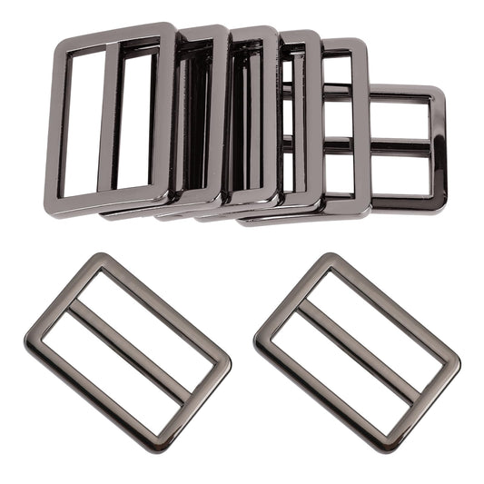 Mozeat Lens 1 1/4 Inch Flat Metal Slide Buckle,8 Pcs Tri-Glide Slides Metal Adjustable Belt Buckles Rectangle Strap Adjuster Suspender Strap Slider Belt Adjuster Sliders for Purse Bag Backpack (grey)