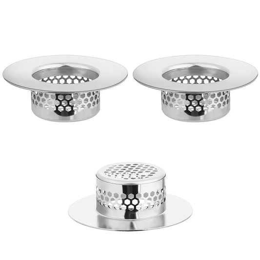 3 PCS Sink Strainer Shower Drain Hair Catchers Bathtub Lavatory Sink Drain Strainer Stainless Steel Drain Filter Bathroom Sink Strainer Basket Fit Hole Size from 1.25" to 1.60"