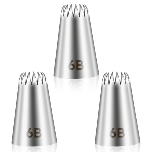 3pcs 6B Cake Piping Tips, Cake Decorating Supplies Piping Tips, Piping Nozzles Decorating Tips, Baking Tools for Buttercream, Icing, Birthday Cake, Cupcake, DIY Art