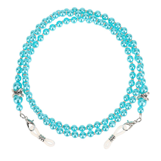 Glasses Chain, Pearl Eyeglass Chain, Beaded Eyeglass Chain Sunglasses Holder Strap, Eye Glass Holders Necklaces, Pearl Masks Chian for Women(Light Blue)