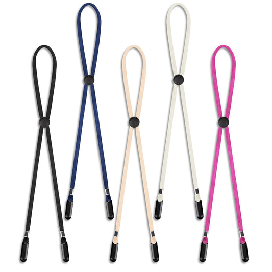 KALIONE 5 Pcs Adjustable Hat Strap Clips Elastic Hats Removable Chin Cord, Windproof Hat Strap Clips Anti-Lost Cap Strap Clips for Golfing Boating Fishing Hat Outdoor(5 Colors)