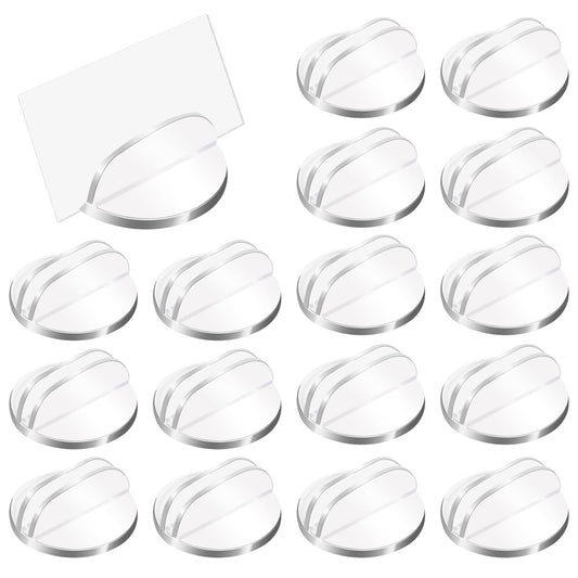 Mozeat Lens Card Stands, 50 Pcs Plastic Card Holders Transparent Card Display Stand 1 Inch Paper Board Clips Mini Round Base Clear Card Stand for Holding Menus Labels Fixed Price Tags Table Numbers