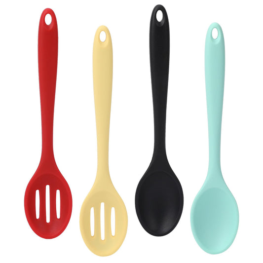 KALIONE 4 Pack Kitchen Cooking Spoons, Silicone Cooking Spoons, Mixing Spoons, Silicone Slotted Spoon, Silicone Serving Spoons for Cooking, Nonstick Stirring Cooking Spoons for Kitchen, Heat Resistant