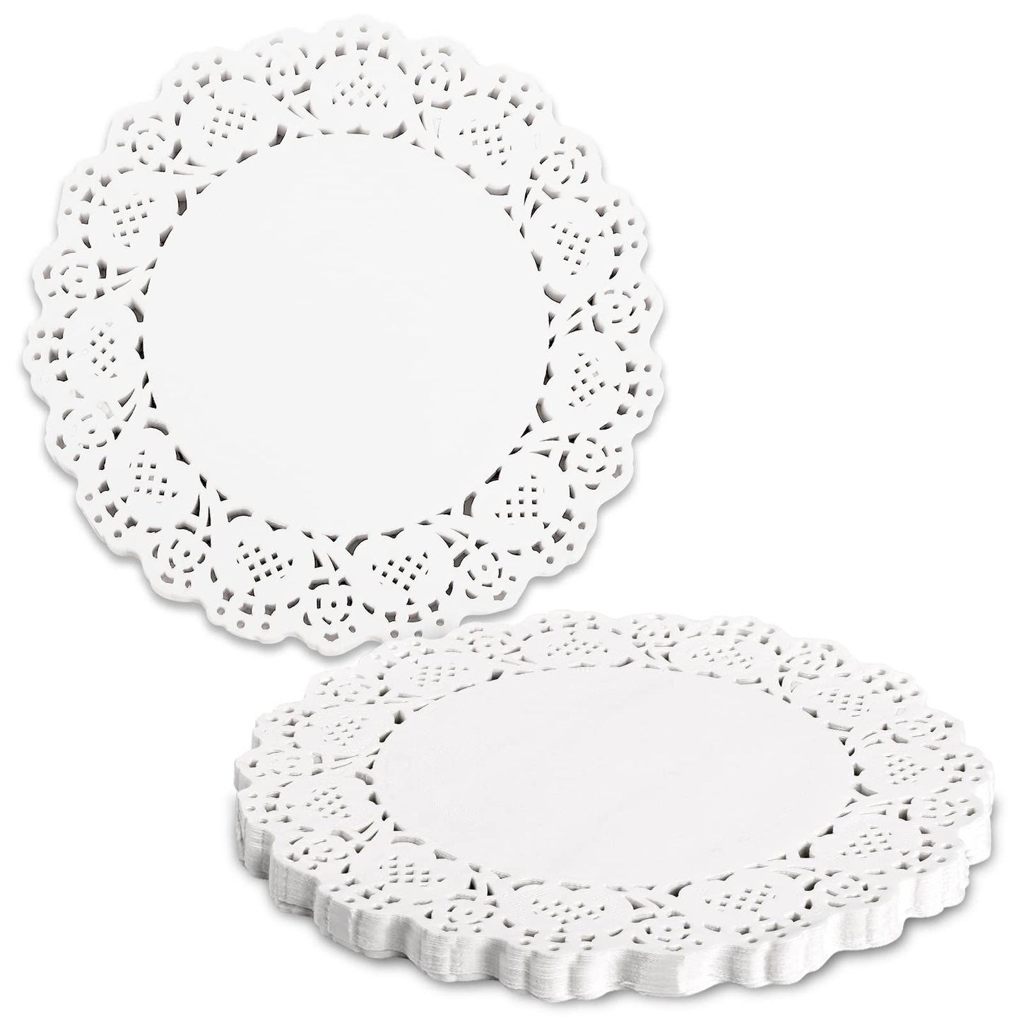 Vin Beauty 150 Pieces Paper Doilies 6.5 inch White Lace Paper Doilies Disposable Round Paper Doilies for Buffet Cake Fried Food Party Wedding Tableware Decoration