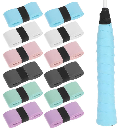 Mozeat Lens Pack of 12 Tennis Racket Grip Tape Self-Adhesive Badminton Racket Grip Tape Non-Slip Tennis Grip Tape Badminton Grip for Tennis Grip Tapes Squash Racket