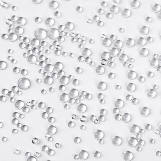 1050 Pcs Clear Dewdrop Water Droplets Round Resin Beads Card Making Embellishments Simulation Waterdrop for DIY Scrapbooking Accessories 3mm 4mm 6mm 8mm