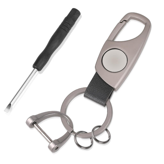 KALIONE Keychain Clip, Metal Carabiner Keychains for Car Keys, 2 Detachable Key Rings, Anti-Lost D-Ring, Leather Keychain for Men Women (Black)