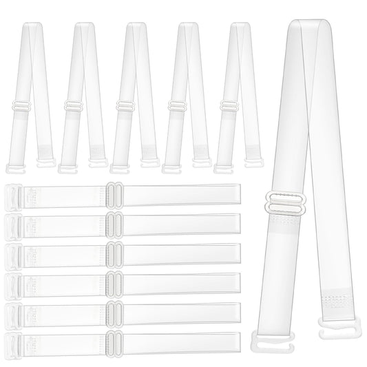 Clear Bra Straps, 6 Pairs Invisible Bra Straps Non-slip Transparent Bra Straps 15 Mm Thin TPU Straps Dance Bra Clear Straps Adjustable Clear Shoulder Straps Replacement for Women Girls Strapless Bras