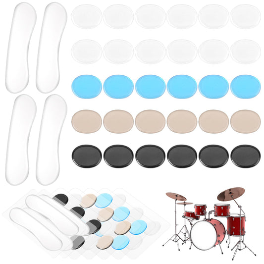 34pcs Drum Dampeners Gel Pads, Moon Gel for Drums Dampeners Gels Drum Silencer Pads for Drums Cymbals Control, Soft Drum Dampeners Drum Dots Drum Damper Gel Pads Drum Muffler Drum Accessories & Parts