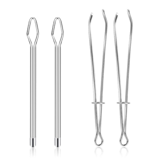 4 Pcs Elastic Threader DIY Rope Threader Clip Needle Threader Tool Metal Easy Pull Drawstring Threader with Tweezer Sewing Tweezer Tool Sewing Tool for Replacement Drawstring Sewing Accessories