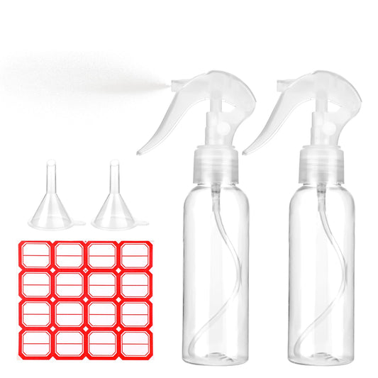 KALIONE Pack of 2 Spray Bottles, Plastic Spray Bottle, Hair Refillable, Small, Clear Spray Bottle, Atomiser, Water Spray Bottle for Kitchen, Plant, Garden, Hairdressing Salon, Cleaning, Travel,