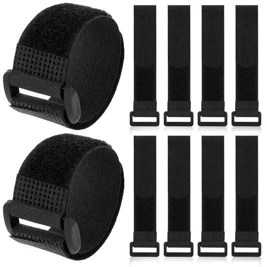 Black Fastening Reusable Cable Ties, 10Pcs Adjustable Cinch Straps Hook and Loop Cable Tie Down Straps Utility Cable Ties for Cords Organized and Tidy (1" x 8")