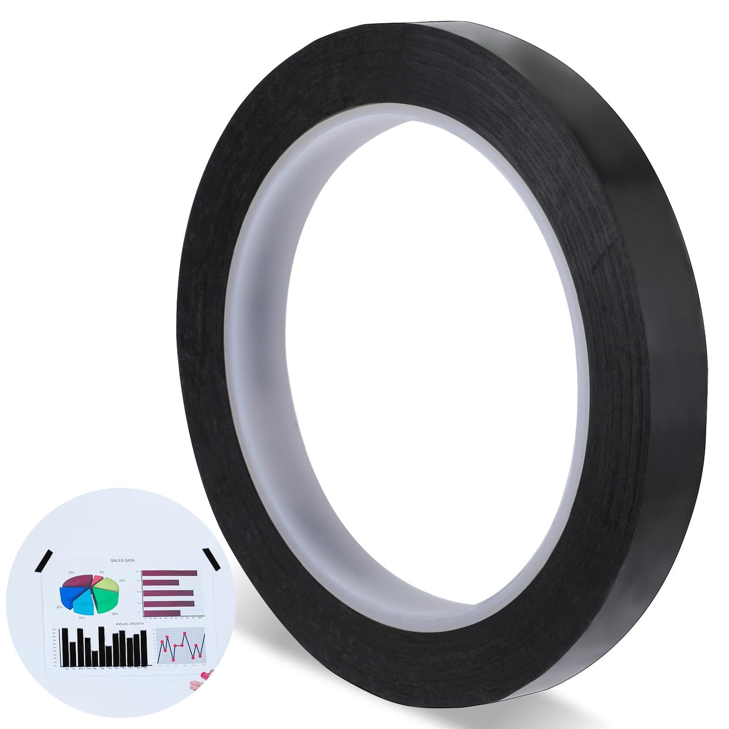 Styquenzer 217 Feet X 1/2 Inch White Board Tape, Black Graphic Tape Whiteboard Tape Self Adhesive Artist Tape, Thin Black Tape for Dry Erase Board, Chart Line Tape Grid Marking Tapes