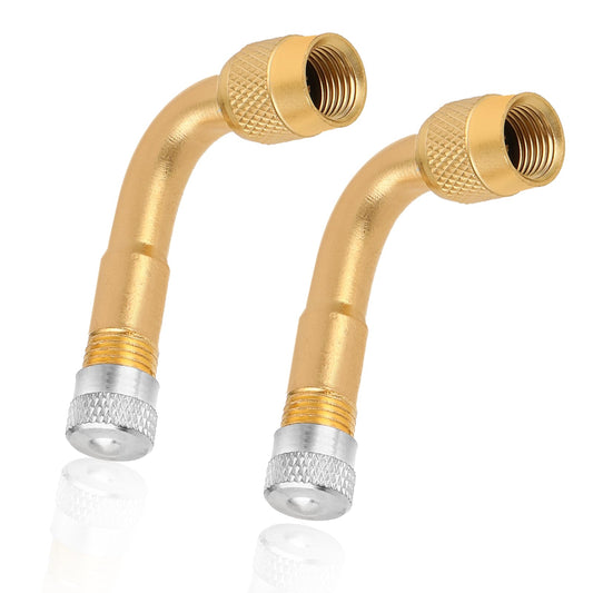 Hariendny 2 Pcs Tire Valve Stem Extension, Tire Valve Extension, 90 Degree Valve Caps Stem Extension, Brass Valve Stem Extenders Compatible for Cars Trucks Motorcycles Trailers Bicycles