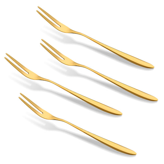 KALIONE Stainless Steel 4-Piece Dessert Forks Set, 5-inch Appetizer Forks for Seafood, Fruit, Cake, Daily Use & Parties