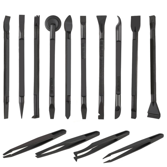 14 Pcs Paint Scraper Tool Plastic Crevice Cleaning Tool Car Detailing Spatula Set Non-Scratch Small Putty Knife Anti-Static Tweezers for Tight Spaces