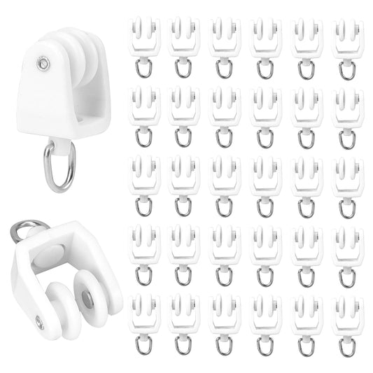 30 Pcs Ceiling Curtain Track Rollers White Curtain Track Rollers Bendable Curtain Track Rollers 11mm Flexible Curtain Track Pulley for Shower Curtain Windows Tracks