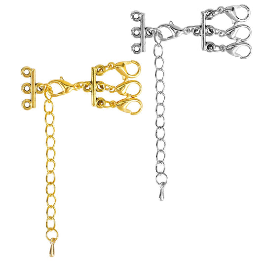 2 Pieces Necklace Layering Clasps Layered Necklace Clasps Necklace Connector Necklace Separator Layering Necklace Bracelet Jewelry Connectors for Layering Jewelry DIY (Silver and Golden)