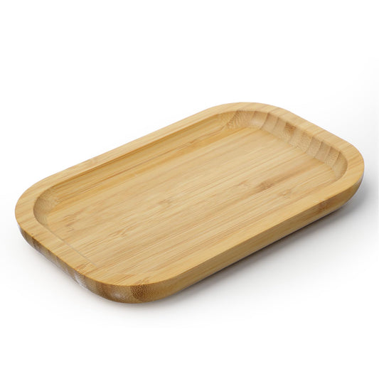 Bamboo Bathroom Tray, 7.9 x 5.1 x 0.8 Inch Wooden Vanity Tray Bathroom Counter Tray for Home Toilet Tank Perfume Cotton Swabs Cosmetic Lotion Organizing