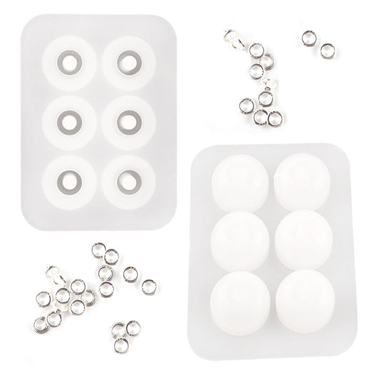2 PCS Beads Resin Moulds Set, Beads Resin Silicone Mold Round Beads Resin Casting Mould for Bracelet, Gemstone Cabochon Jewelry Casting