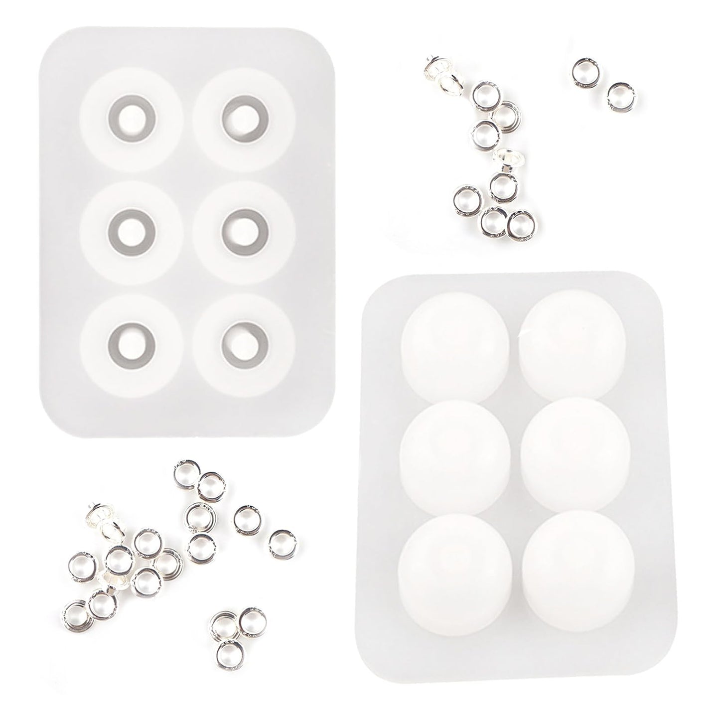 2 PCS Beads Resin Moulds Set, Beads Resin Silicone Mold Round Beads Resin Casting Mould for Bracelet, Gemstone Cabochon Jewelry Casting
