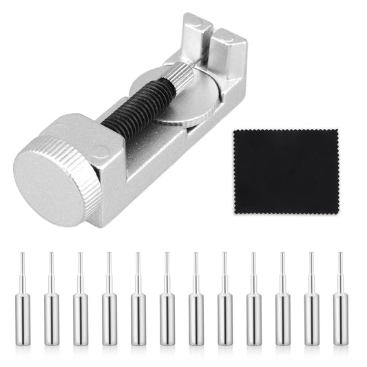 Mozeat Lens Metal Watch Link Removal Kit with 12 Extra Pins and cloth, Watch Belt Remover Watch Sizing Tool for Watch Strap Resizing, Blue