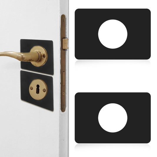 2PCS Door Reinforcement Plate Black Door Lock Repair Plate Deadbolt Fixing Filler Cover Plate Stainless Steel Door Hole Cover Avoid Door Lock Loose Or Wobbly