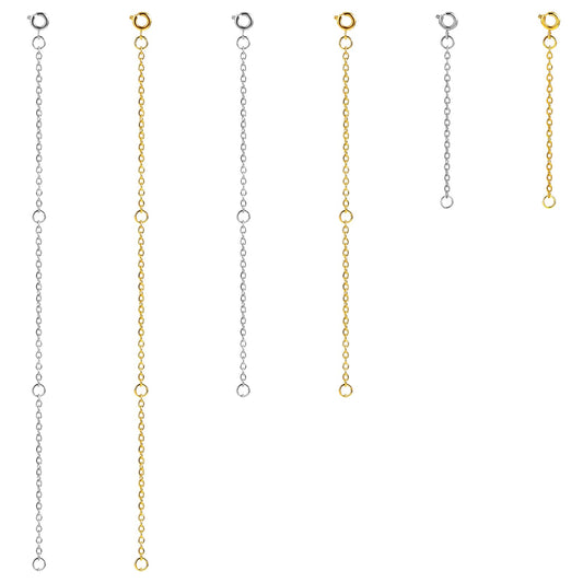 6PCS Necklace Extender Silver Gold Chain Extenders Delicate Necklace Extender Chain Set Gold Chain Extenders Necklace Bracelet Anklet Jewelry Extension for Women Jewelry Making