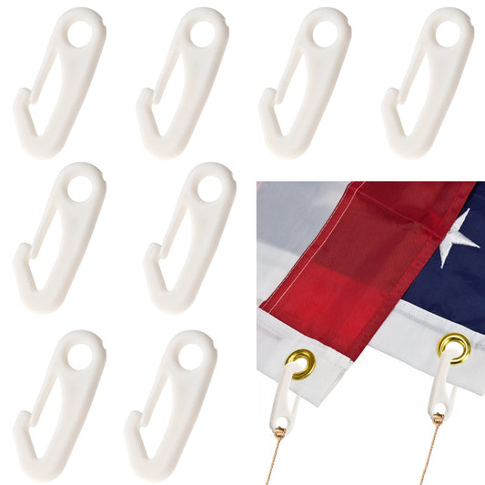 8 PCS Flag Pole Clip Wind Flag Pole Snap Hooks Flag Clips Flag Nylon Rope Accessory Garden Flag Clips Anti Wind Flag Hooks Rings Kit for Connect Fixed Flags and Ropes.（white）