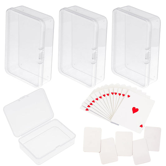 KALIONE Set of 4 Playing Cards Box, Transparent Playing Card Case Card Holder Organiser Playing Card Storage Box Card Holder for Bank Cards Business Cards Playing Cards