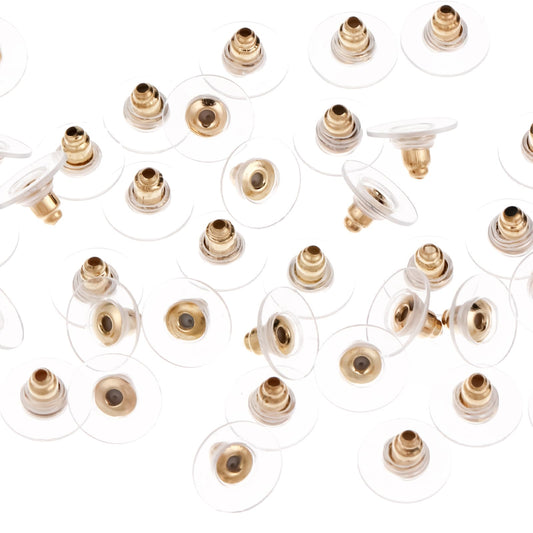 Pack of 100 Stud Earrings Closure Earring Stopper Universal Earring Backs Metal Earring Clasp Studs for Earrings Back (Gold)