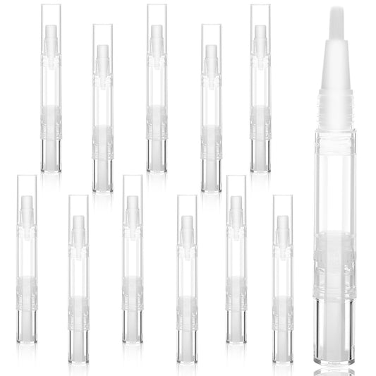 12 PCS 3 ml Empty Nail Polish Cuticle Oil Pens with Brush Tip, Refillable Cuticle Oil Pen Nail Polish Corrector Pen Cosmetic Lip Gloss Container Applicators Eyelash Growth Liquid Tube