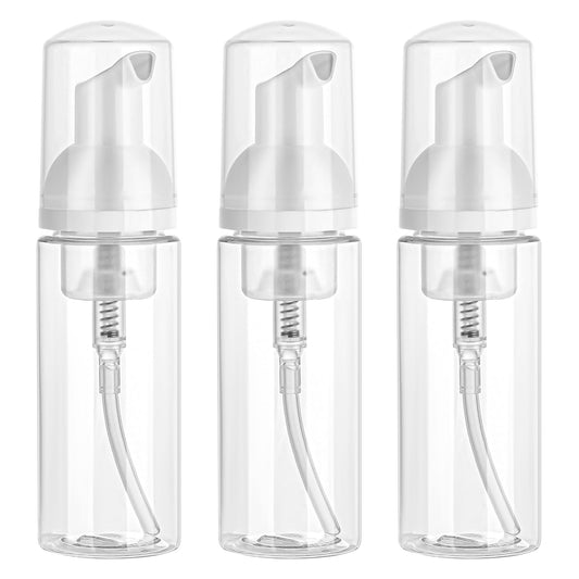 3 Pcs Foam Pump Bottle 2oz Soap Foam Bottle Empty Travel Foaming Dispenser for Shampoo Hand Soap Lash Cleanser(Clear)